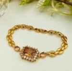 Luxe Emerald Cut Crystal Bracelet With Polished Chain - Image 3