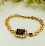 Luxe Emerald Cut Crystal Bracelet With Polished Chain - Image 8