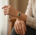 Luxe Emerald Cut Crystal Bracelet With Polished Chain - Image 2