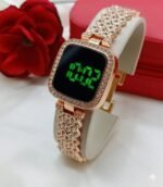 Radiant Crystal Trimmed Digital Bracelet Watch With Luminous Display - Image 2