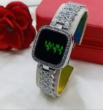 Radiant Crystal Trimmed Digital Bracelet Watch With Luminous Display - Image 3