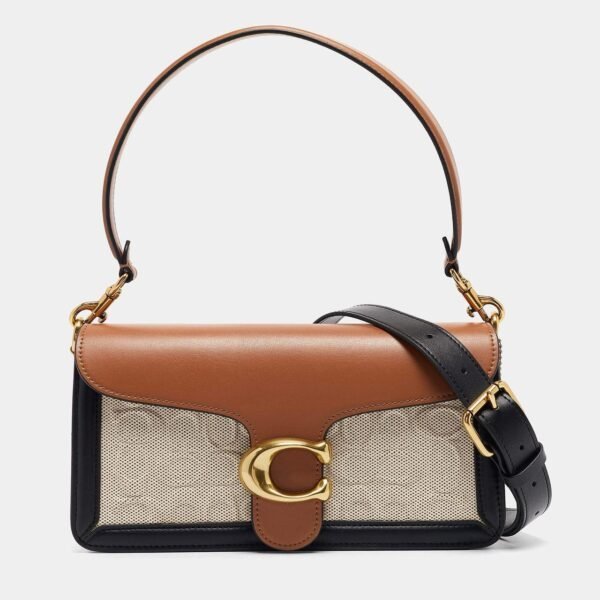 Signature Canvas Crossbody with Contrast Trim and Sculpted Logo Clasp