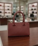 Minimalist Structured Satchel With Curved Top Handle