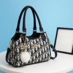 Elegant Monogram Pattern Shoulder & Handbag With Detachable Strap