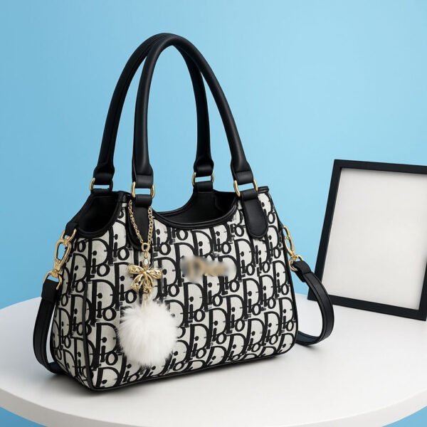 Elegant Monogram Pattern Shoulder & Handbag With Detachable Strap
