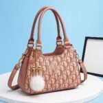 Elegant Monogram Pattern Shoulder & Handbag With Detachable Strap