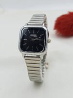 Elegant Minimalist Square Face Watch With Polished Link Bracelet