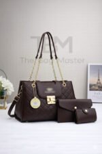 Luxury Diamond Quilted Handbag Set With Matching Envelope Clutch