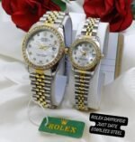 Premium Rolex Couple Watch Set In Stainless Steel And Water Resistant