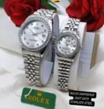 Premium Rolex Couple Watch Set In Stainless Steel And Water Resistant
