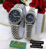 Premium Rolex Couple Watch Set In Stainless Steel And Water Resistant