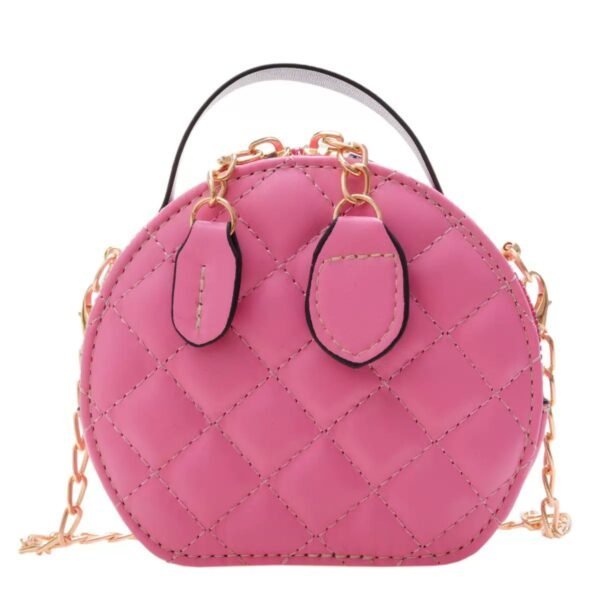 Elite Quilted Circular Mini Bag With Arched Handle And Golden Chain