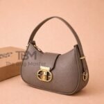 Premium Grained Crescent Bag With Signature Hardware