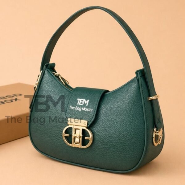 Premium Grained Crescent Bag With Signature Hardware