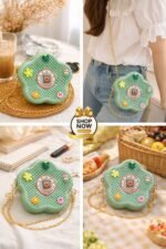 Whimsical Flower Shaped Jelly Crossbody With Textured Finish And Gold Chain