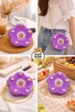 Whimsical Flower Shaped Jelly Crossbody With Textured Finish And Gold Chain