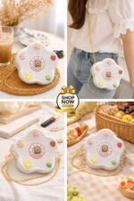 Whimsical Flower Shaped Jelly Crossbody With Textured Finish And Gold Chain