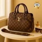 Premium Damier Ebene Tote With Matching Round Coin Purse