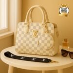 Premium Damier Ebene Tote With Matching Round Coin Purse