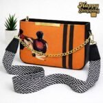 Luxe Graphic Print Shoulder Bag With Signature Wide Woven Strap
