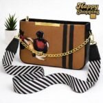 Luxe Graphic Print Shoulder Bag With Signature Wide Woven Strap