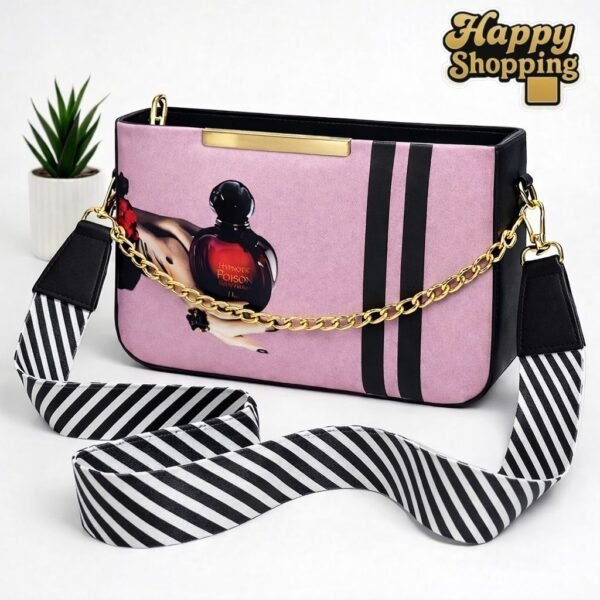 Luxe Graphic Print Shoulder Bag With Signature Wide Woven Strap