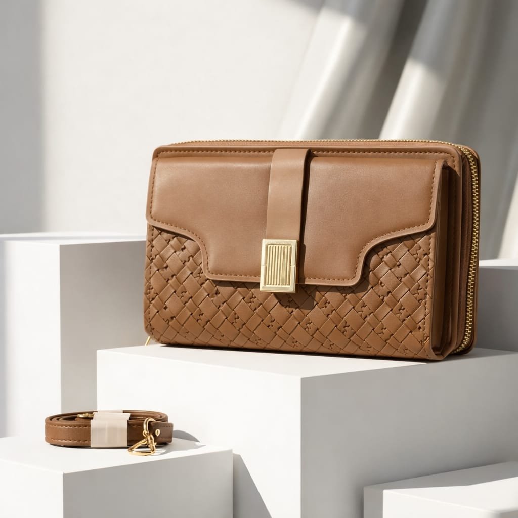 Luxe Quilted Zippered Clutch With Signature Metallic Clasp And Crossbody Strap Luxe Quilted Zippered Clutch With Signature Metallic Clasp And Crossbody Strap