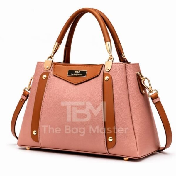 Structured Satchel With Contrast Panel Accents And Polished Hardware