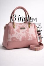 Cow Print Satchel Handbag With Contrast Trim And Dual Carry Straps