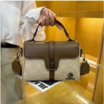 Signature Patterned Leather Crossbody Bag With Wide Strap - Image 9