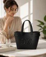 Celine Triomphe Embossed Leather Tote Shoulder Bag