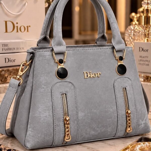 Luxury Top Handle Handbag With Zipper Accents