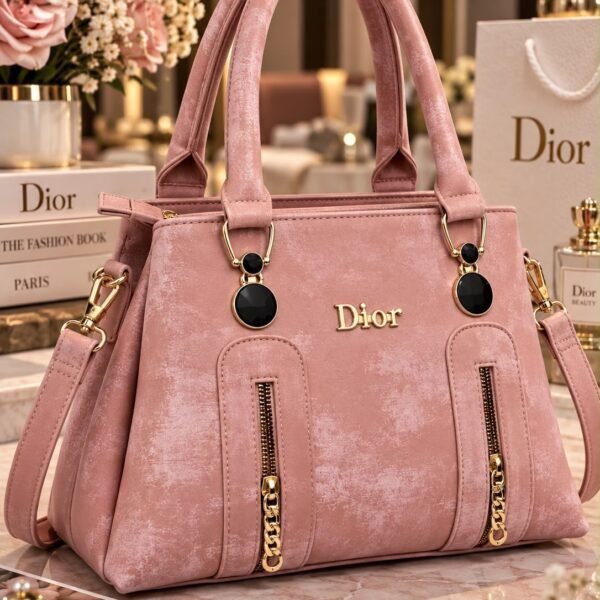 Luxury Top Handle Handbag With Zipper Accents