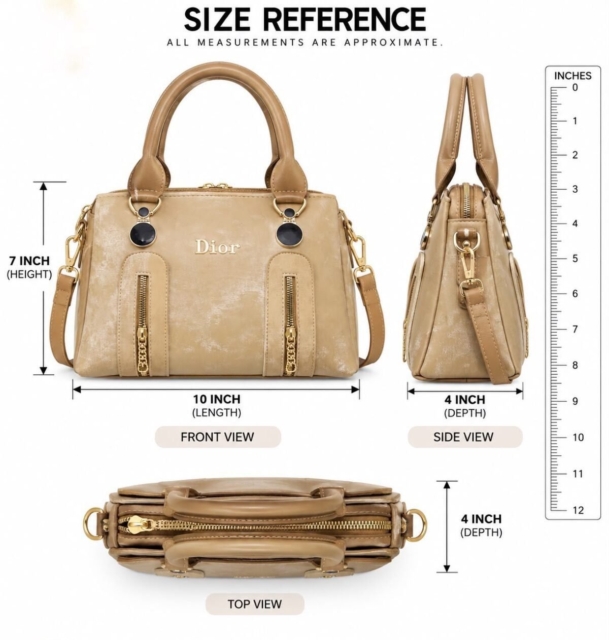 Luxury Top Handle Handbag With Zipper Accents
