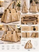 Luxury Top Handle Handbag With Zipper Accents