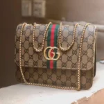 Gucci Monogram Web Stripe Flap Shoulder Bag