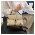 Signature Patterned Leather Crossbody Bag With Wide Strap - Image 7