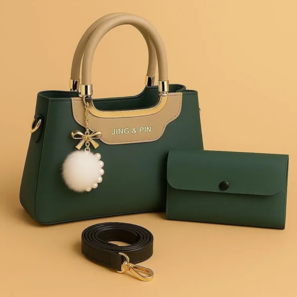 Elegant Jing & Pin Handbag Set With Keychain & Pouch