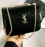 Ysl Croc Embossed Patent Cross Body Bag