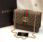 Gucci Monogram Web Stripe Flap Shoulder Bag