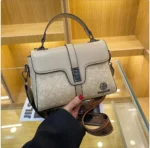 Signature Patterned Leather Crossbody Bag With Wide Strap - Image 8