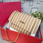 Striped Crossbody Bag With Metallic Chain Strap