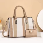 Woven Vertical Stripe Handbagwith Matching Wallet