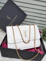 Ysl Croc Embossed Patent Cross Body Bag