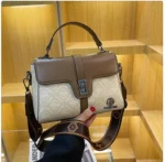 Signature Patterned Leather Crossbody Bag With Wide Strap - Image 4