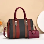 Woven Vertical Stripe Handbagwith Matching Wallet