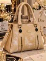 Luxury Top Handle Handbag With Zipper Accents