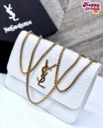 YSL Croc Embossed Patent Cross Body Bag - Image 6