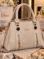 Luxury Top Handle Handbag With Zipper Accents