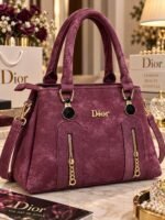Luxury Top Handle Handbag With Zipper Accents